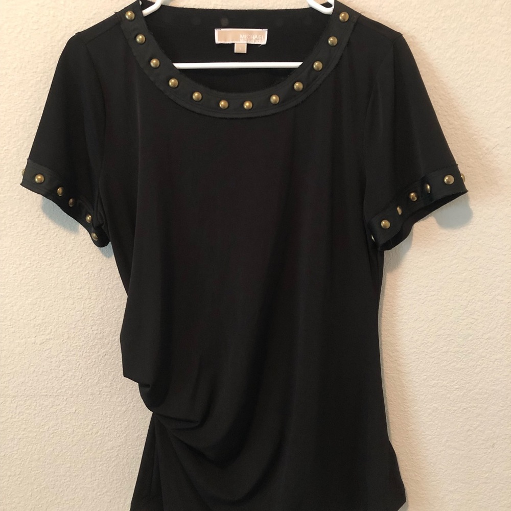 MICHAEL Michael Kors Studded Black Ruched Top
